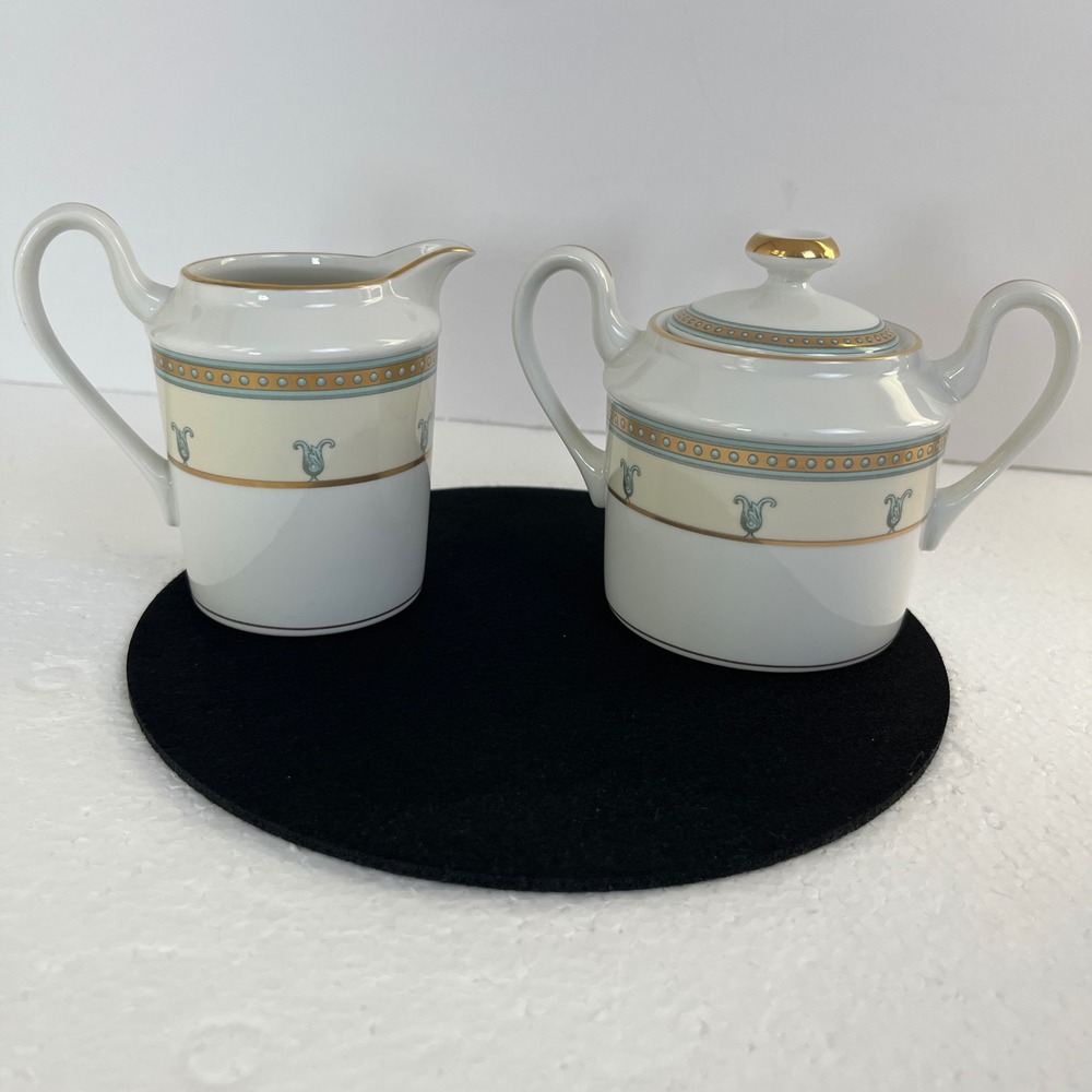 Vtg‎ Christian Dior Trianon Creamer & Sugar Bowl Set La Collection Gold Trim - Picture 9 of 11